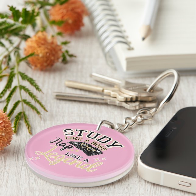 Study like a boss, back to school slogan, keychain (Front Right)
