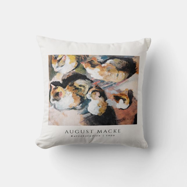 Study of A Cat | Katzenstudien (1909) August Macke Throw Pillow (Front)