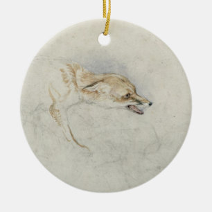 Study of a crouching Fox, facing right verso: fain Ceramic Ornament