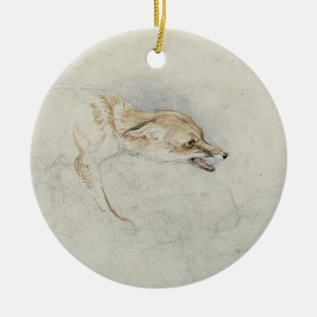 Study of a crouching Fox, facing right verso: fain Ceramic Ornament (Front)
