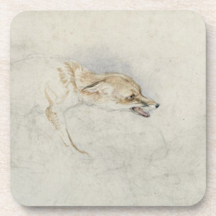 Study of a crouching Fox, facing right verso: fain Coaster