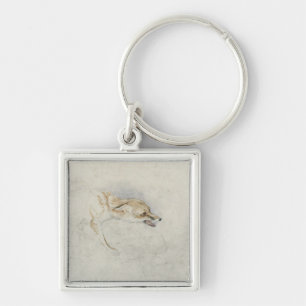 Study of a crouching Fox, facing right verso: fain Keychain