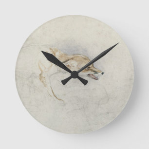 Study of a crouching Fox, facing right verso: fain Round Clock