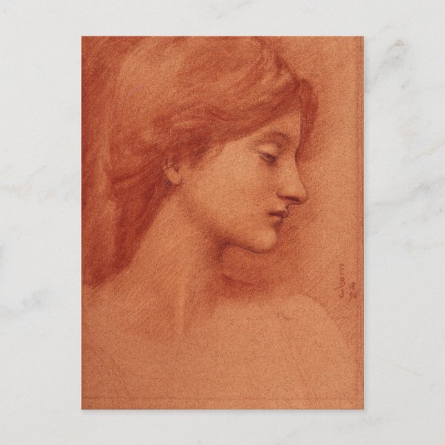 Study of a Female Head,  Burne-Jones Fine Art Postcard (Front)