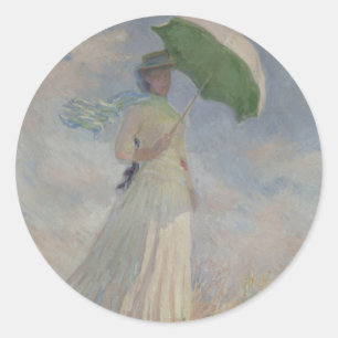 Study of a Figure Outdoors (Facing Right) Monet Classic Round Sticker