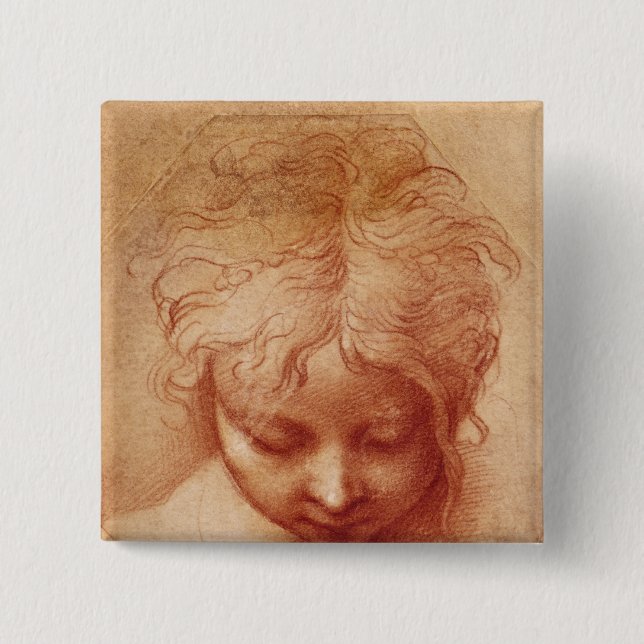 Study of a Head 2 Inch Square Button (Front)