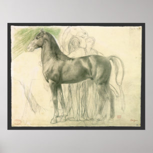 Study of a Horse by Edgar Degas, Vintage Fine Art Poster