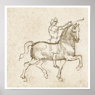 Study of a Horseman, Leonardo Da Vinci Poster