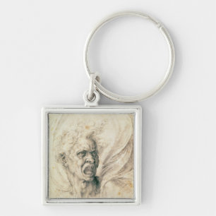 Study of a man shouting keychain