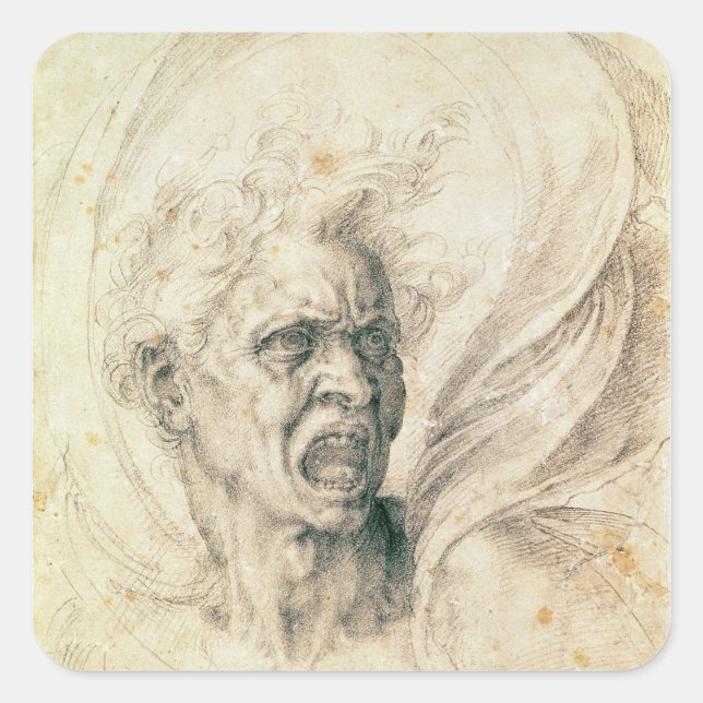 Study of a man shouting square sticker (Front)