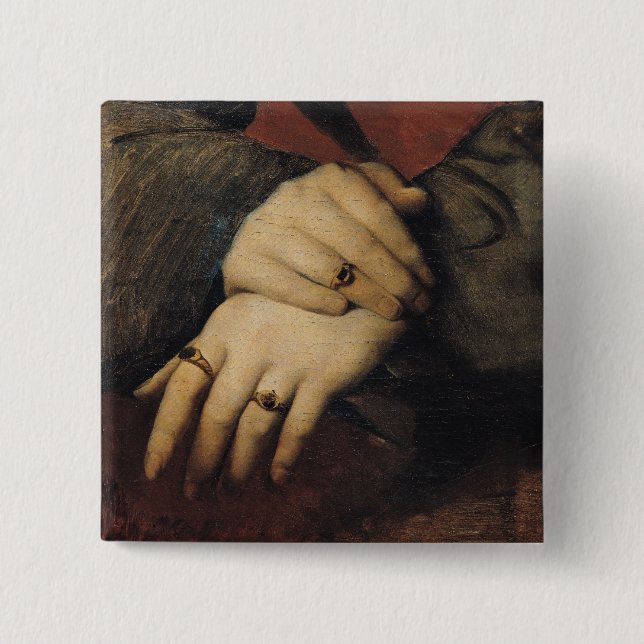 Study of a Woman's Hands 2 Inch Square Button (Front)