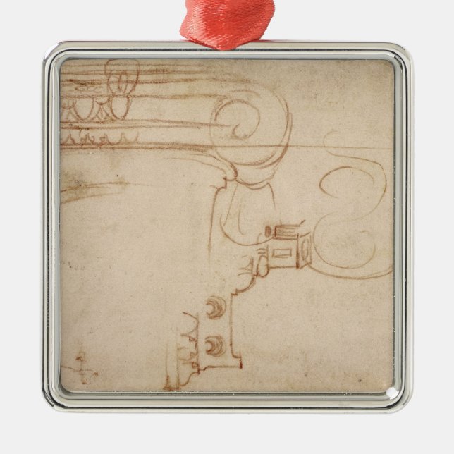 Study of an Ionic capital Metal Ornament (Front)