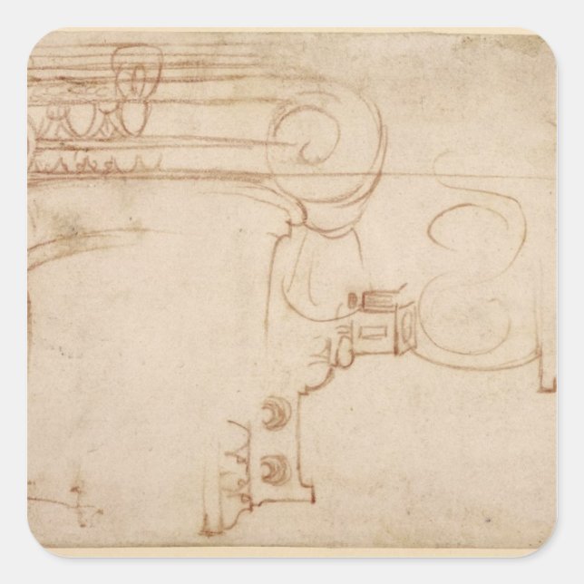 Study of an Ionic capital Square Sticker (Front)