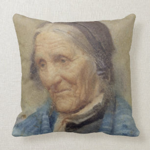 Study of an Old Woman, 1912 (w/c on paper) Throw Pillow