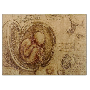 Study of baby fetus by Leonardo da Vinci Cutting Board