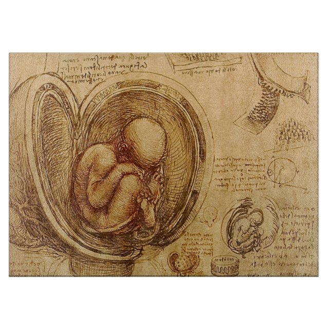 Study of baby fetus by Leonardo da Vinci Cutting Board (Front)