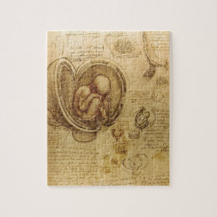 Study of baby fetus by Leonardo da Vinci Jigsaw Puzzle