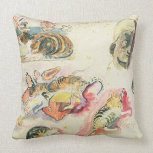 Study of Cats and a Head (w/c on paper) Throw Pillow