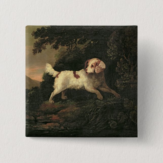 Study of Clumber Spaniel 2 Inch Square Button (Front)