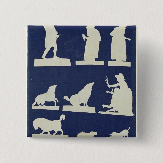 Study of Figures and Animals 2 Inch Square Button (Front)