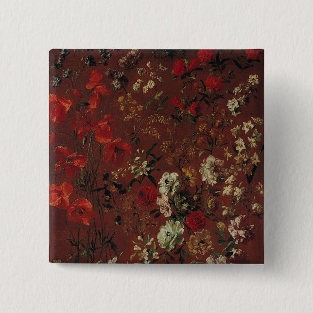 Study of Flowers, 1720 2 Inch Square Button (Front)