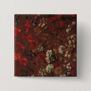 Study of Flowers, 1720 2 Inch Square Button