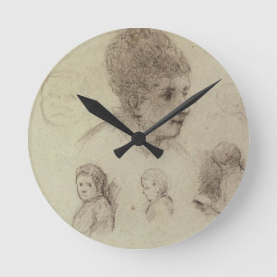 Study of Heads, 1884 (black chalk on paper) Round Clock