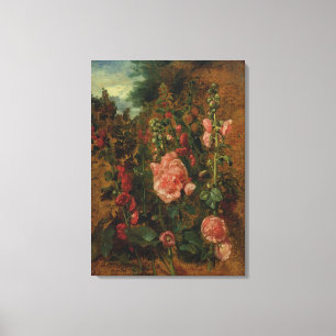 Study of Hollyhocks, c.1826 (oil on board) Canvas Print