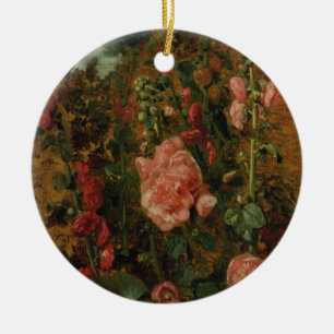 Study of Hollyhocks, c.1826 (oil on board) Ceramic Ornament