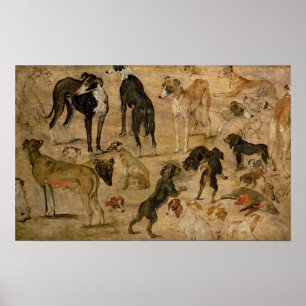 Study of Hounds, 1616 Poster