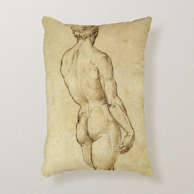 Study of Michelangelo's David Statue by Raphael Accent Pillow (Front(Vertical))