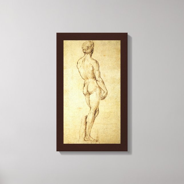 Study of Michelangelo's David Statue by Raphael Canvas Print (Front)
