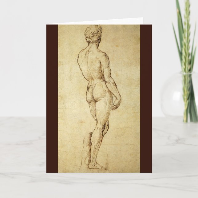 Study of Michelangelo's David Statue by Raphael Card (Front)