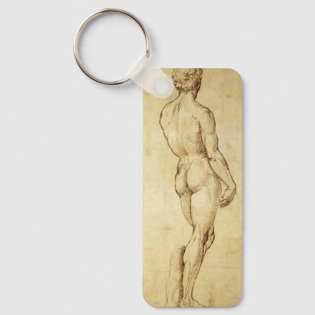 Study of Michelangelo's David Statue by Raphael Keychain (Front)