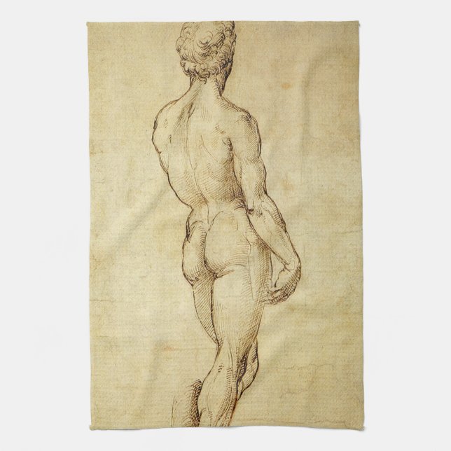 Study of Michelangelo's David Statue by Raphael Kitchen Towel (Vertical)