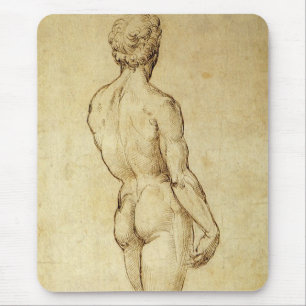 Study of Michelangelo's David Statue by Raphael Mouse Pad