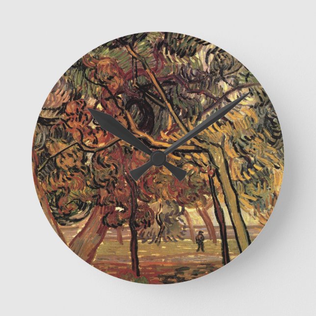 Study of Pine Trees by Vincent van Gogh Round Clock (Front)