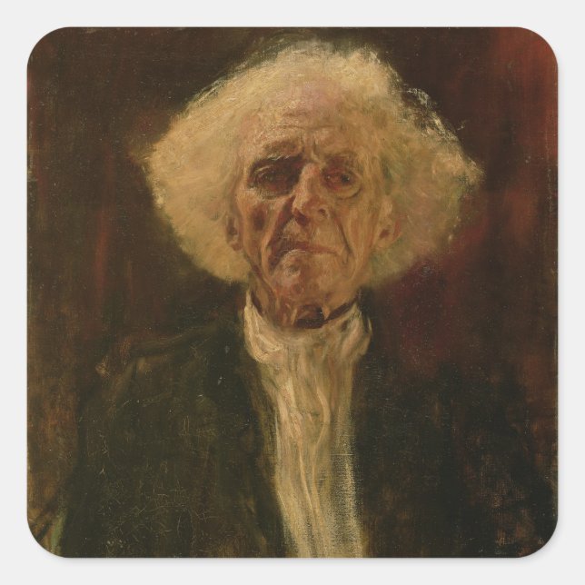 Study of the Head of a Blind Man (oil on canvas) Square Sticker (Front)