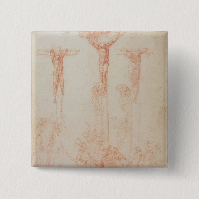 Study of Three Crosses 2 Inch Square Button (Front)