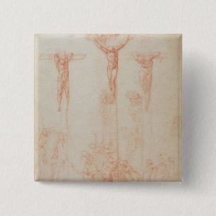 Study of Three Crosses 2 Inch Square Button
