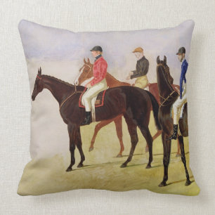 Study of Three Steeplechase Cracks: Allen McDonoug Throw Pillow
