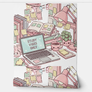 Study Vibes Only" Cozy Desk Aesthetic Wallpaper