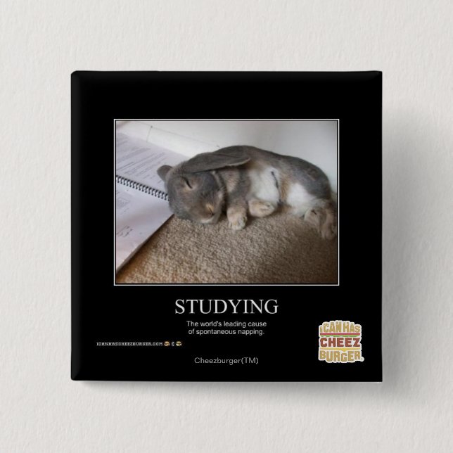 Studying 2 Inch Square Button (Front)