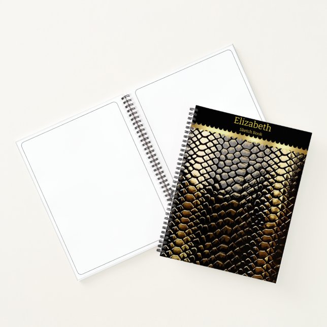 Studying black and gold snake patterns notebook (Inside)