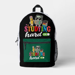 Studying Hard Mode On   Cute Kawaii School Supplie Printed Backpack