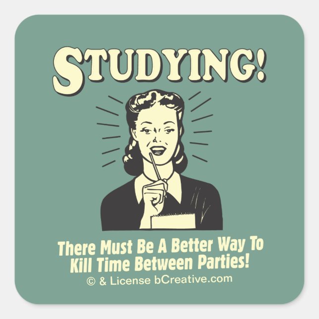 Studying: Kill Time Square Sticker (Front)