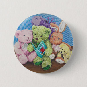 Stuff Animal Circle Time Art Print 2 Inch Round Button
