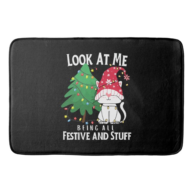  Stuff Funny Christmas Cat Bath Mat (Front)