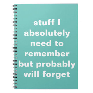 Stuff I need to remember but will forget funny Notebook