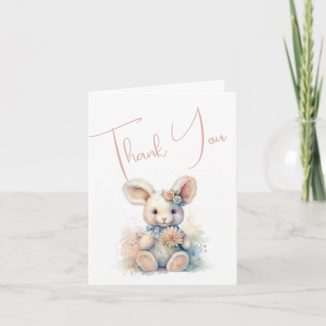 Stuff Rabbit Baby Toy Thank You Card (Front)